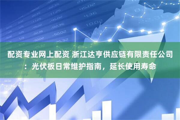 配资专业网上配资 浙江达亨供应链有限责任公司：光伏板日常维护指南，延长使用寿命